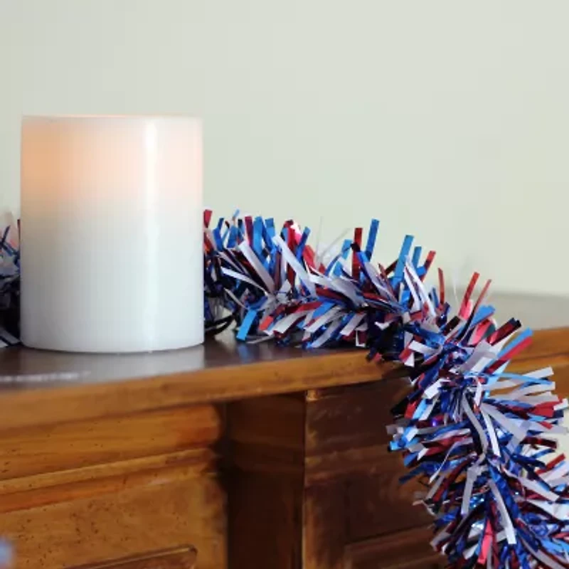 Northlight Red And Blue Wide Cut Patriotic Tinsel Unlit Christmas Indoor Garland
