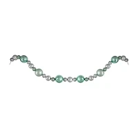 Northlight Silver And Seafoam Green 3-Finish Ball Christmas Indoor Garland