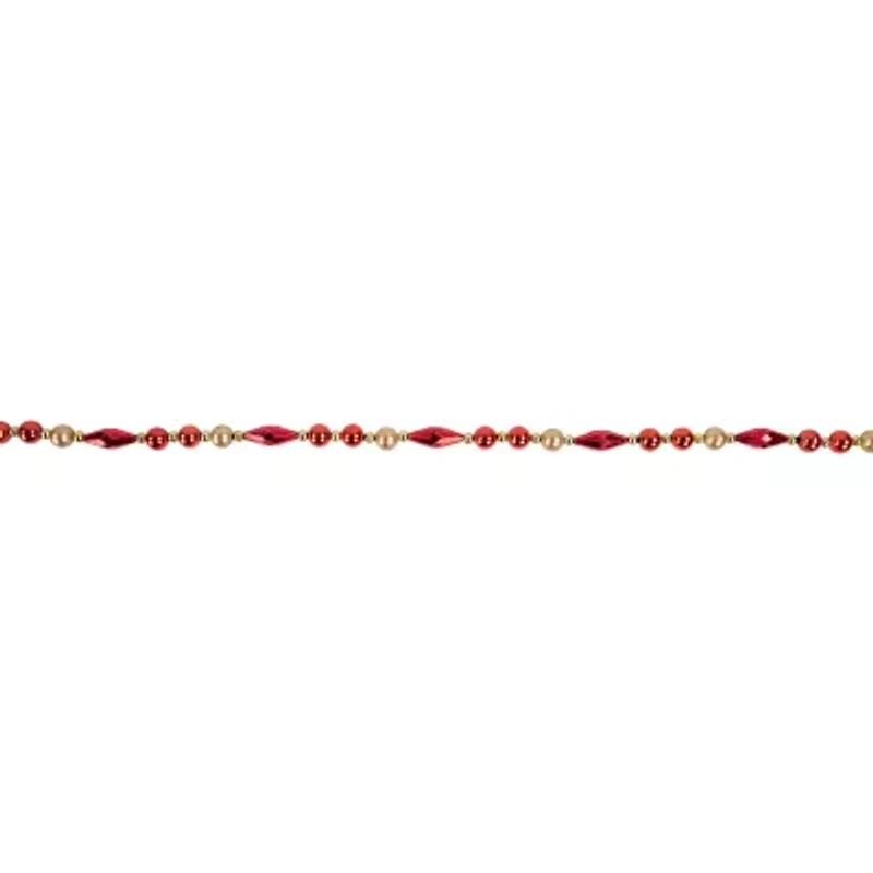 Northlight Shiny And Matte Red And Gold Beaded Unlit Christmas Outdoor Garland