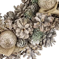 Northlight Glittered Pine And Burlap Bows Unlit Wreath