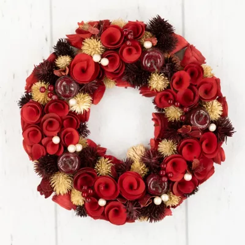 Northlight Wooden Roses Apples And Pearls Unlit Wreath