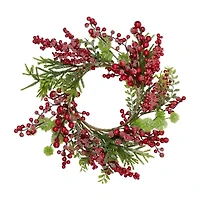 Northlight Frosted Red Berry And Pine Unlit Wreath