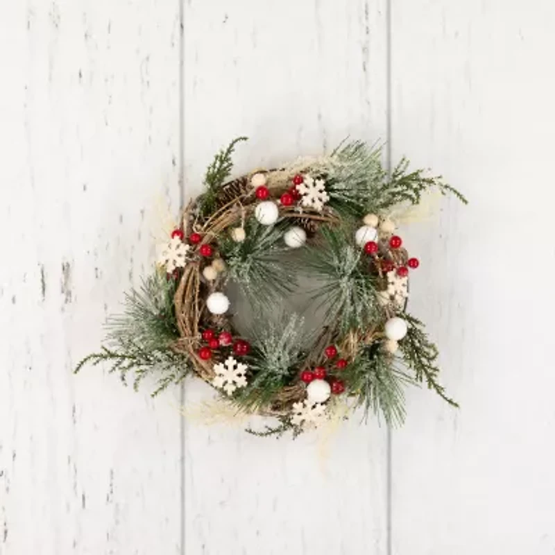 Northlight Frosted Pine And Berries Winter Foliage Unlit Wreath