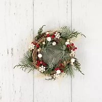 Northlight Frosted Pine And Berries Winter Foliage Unlit Wreath