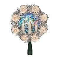 Northlight Silver Candles With Clear Lights Pre-Lit Wreath
