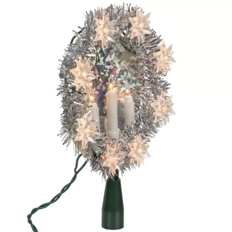 Northlight Silver Candles With Clear Lights Pre-Lit Wreath