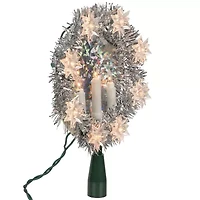 Northlight Silver Candles With Clear Lights Pre-Lit Wreath
