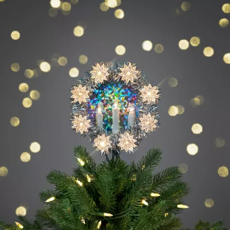 Northlight Silver Candles With Clear Lights Pre-Lit Wreath