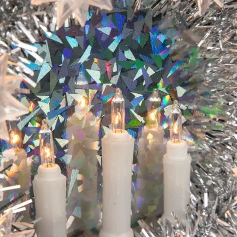 Northlight Silver Candles With Clear Lights Pre-Lit Wreath