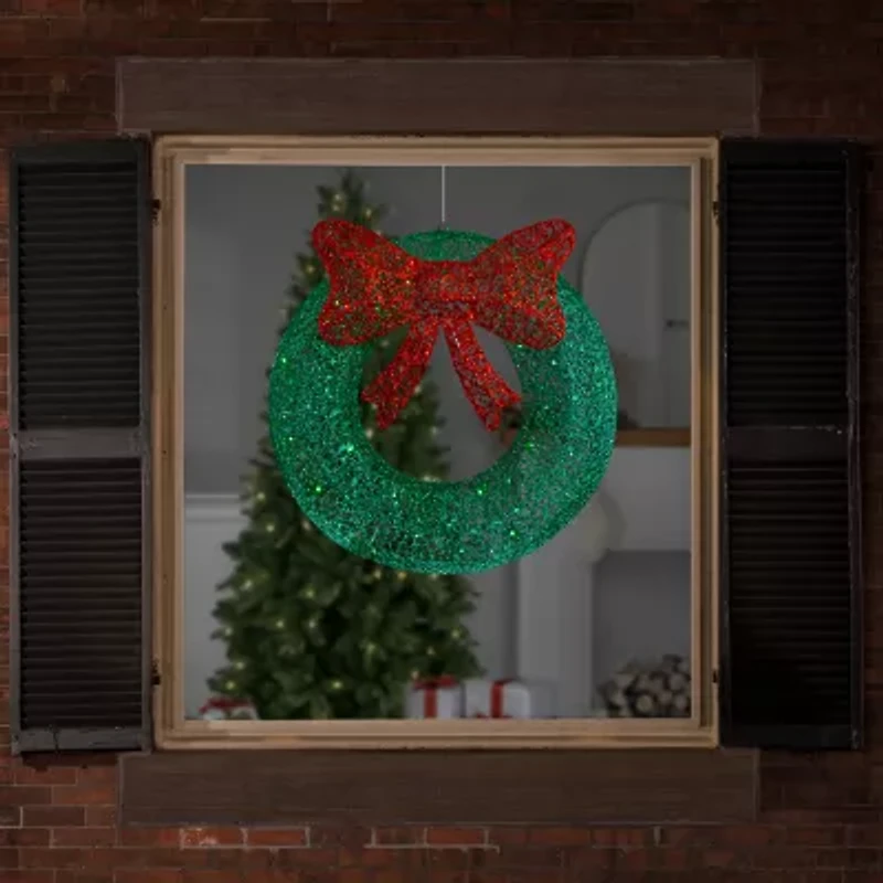 Northlight Green Glitter With Led Lights Pre-Lit Wreath