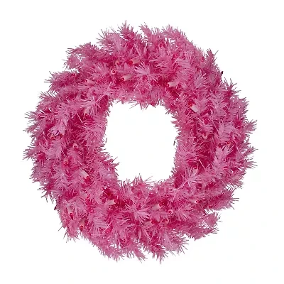 Northlight Pink Spruce With Lights Pre-Lit Wreath