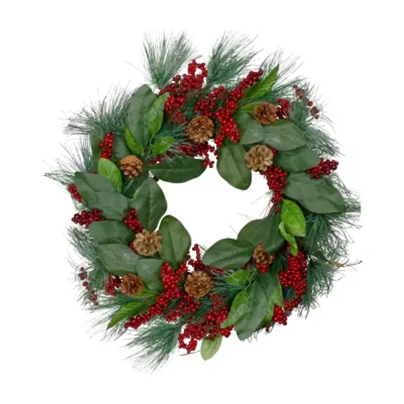 Northlight Leaves Berry And Pine Needle Artificial Unlit Wreath