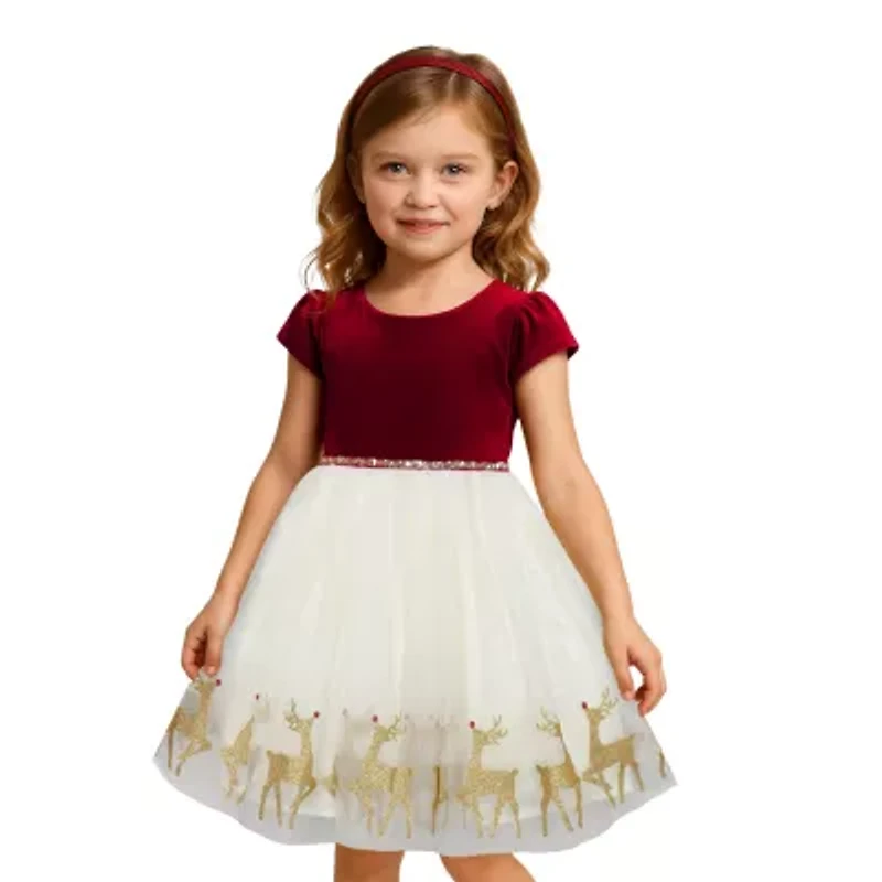 Lilt Baby Girls Long Sleeve Velvet A-Line Dress
