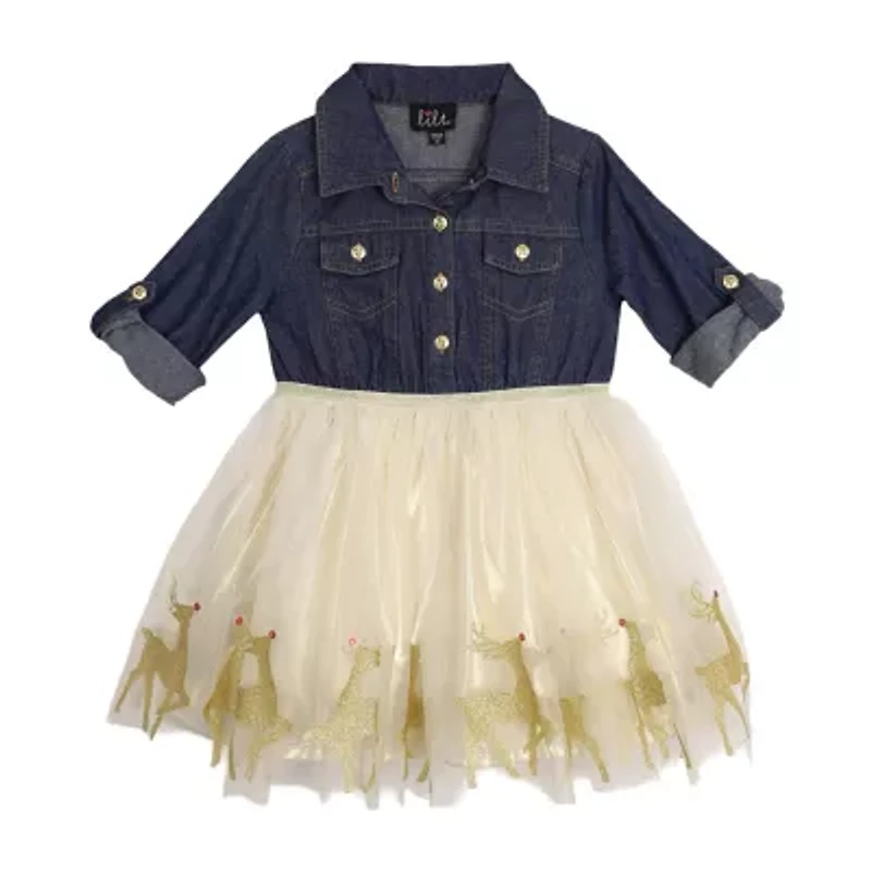 Lilt Toddler Girls 3/4 Sleeve A-Line Dress