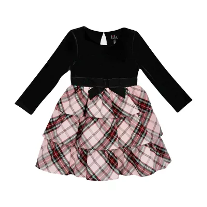 Lilt Toddler Girls Long Sleeve A-Line Dress