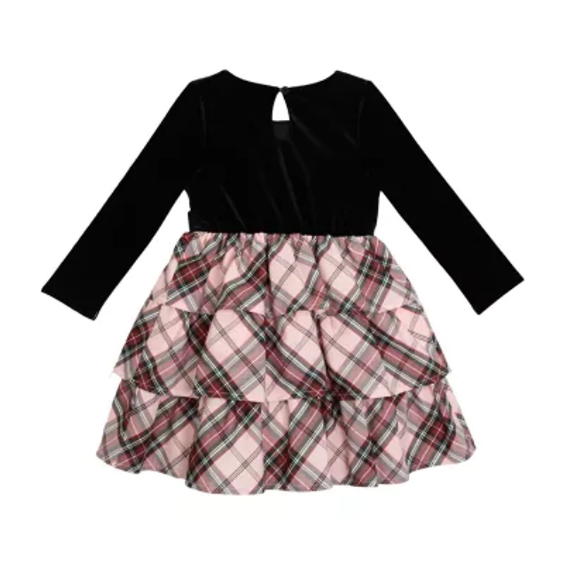 Lilt Toddler Girls Long Sleeve A-Line Dress