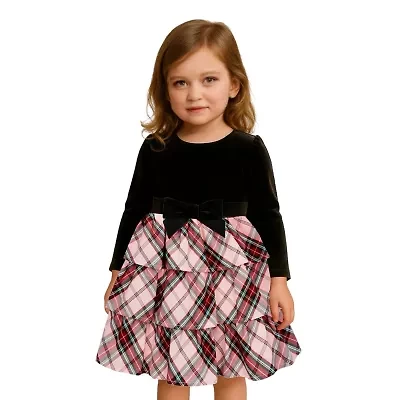 Lilt Toddler Girls Long Sleeve A-Line Dress