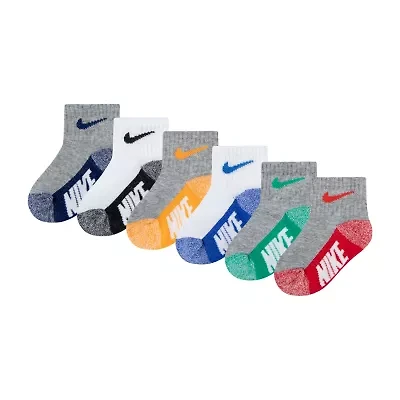 Nike Boys 6 Pair Quarter Ankle Socks