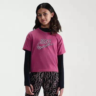 Nike Big Kid Girls Crew Neck Short Sleeve Boxy Fit Graphic T-Shirt