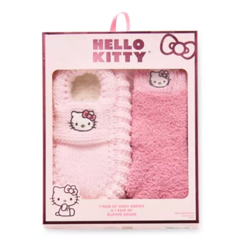Womens Multi-Pack 2 Pair Hello Kitty Slipper Socks