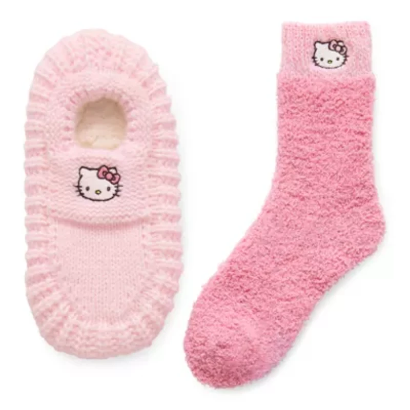 Womens Multi-Pack 2 Pair Hello Kitty Slipper Socks