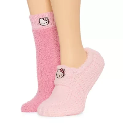 Womens Multi-Pack 2 Pair Hello Kitty Slipper Socks