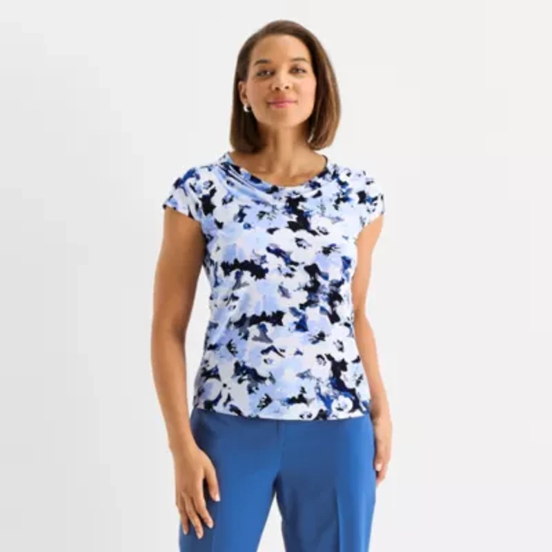 Black Label by Evan-Picone Womens Cowl Neck Sleeveless Blouse