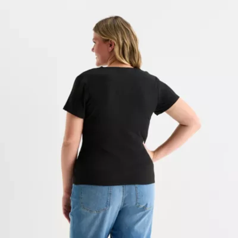 Forever 21 Womens Juniors Plus Crew Neck Short Sleeve T-Shirt