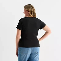 Forever 21 Womens Juniors Plus Crew Neck Short Sleeve T-Shirt