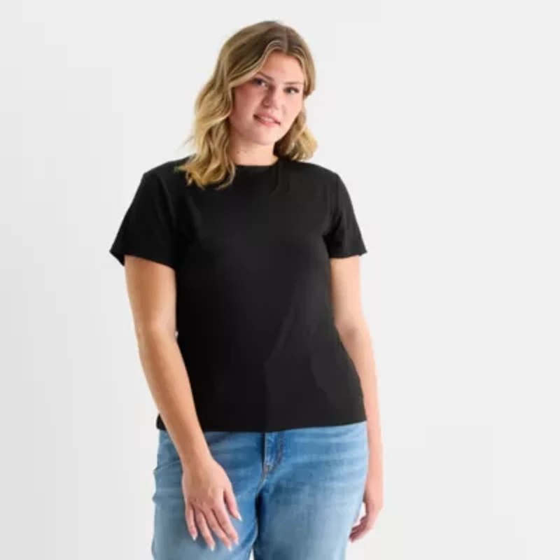 Forever 21 Womens Juniors Plus Crew Neck Short Sleeve T-Shirt