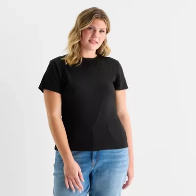 Forever 21 Womens Juniors Plus Crew Neck Short Sleeve T-Shirt