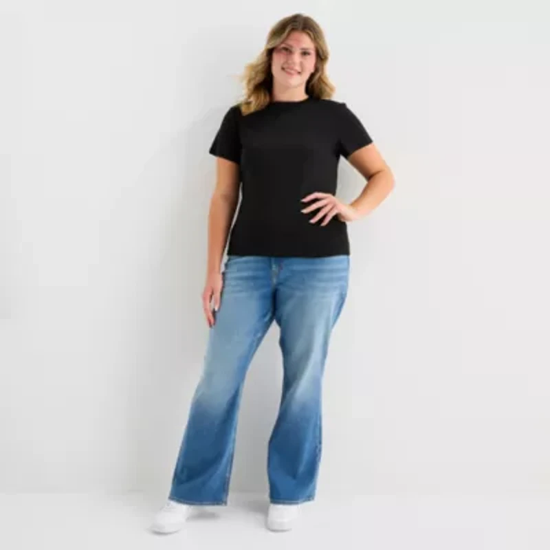 Forever 21 Womens Juniors Plus Crew Neck Short Sleeve T-Shirt