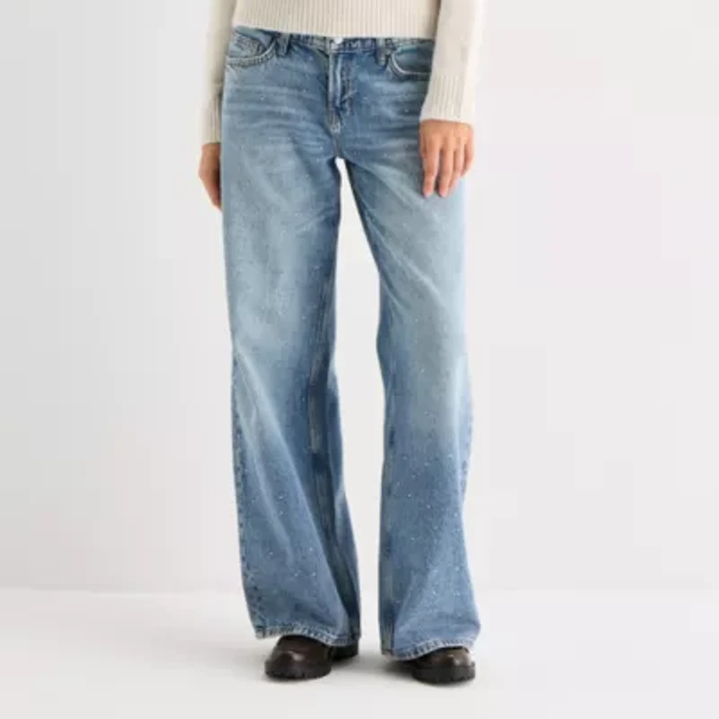 Arizona Shine Straight Womens Juniors Low Rise Baggy Fit Jean