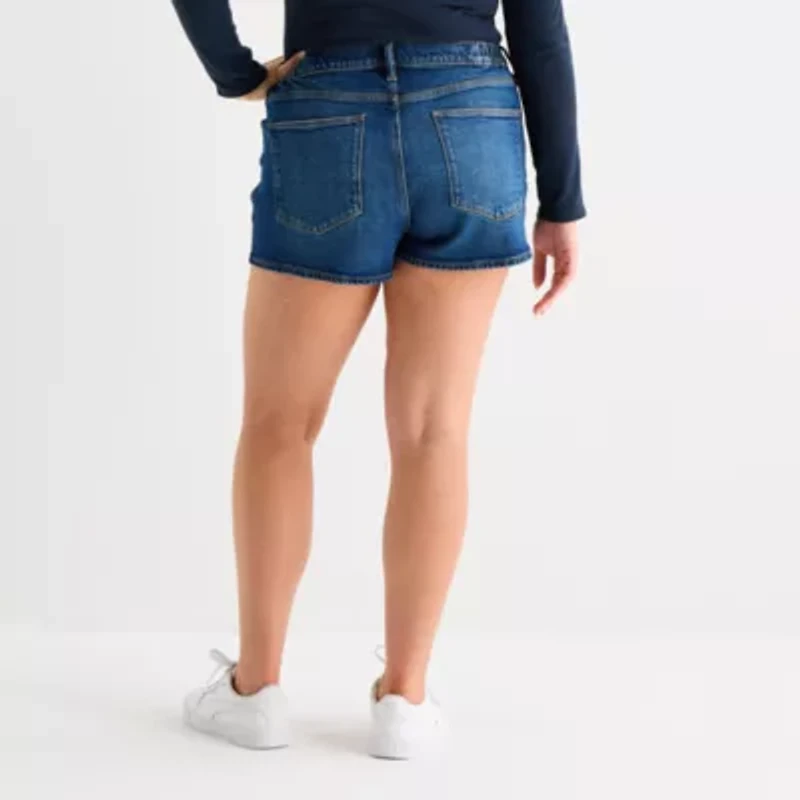 Arizona Womens High Rise Juniors Plus Denim Short