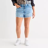 Arizona Curvy Womens 2 1/2" High Rise Juniors Plus Denim Short