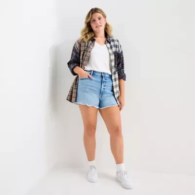 Arizona Curvy Womens 2 1/2" High Rise Juniors Plus Denim Short