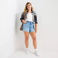 Arizona Curvy Womens 2 1/2" High Rise Juniors Plus Denim Short