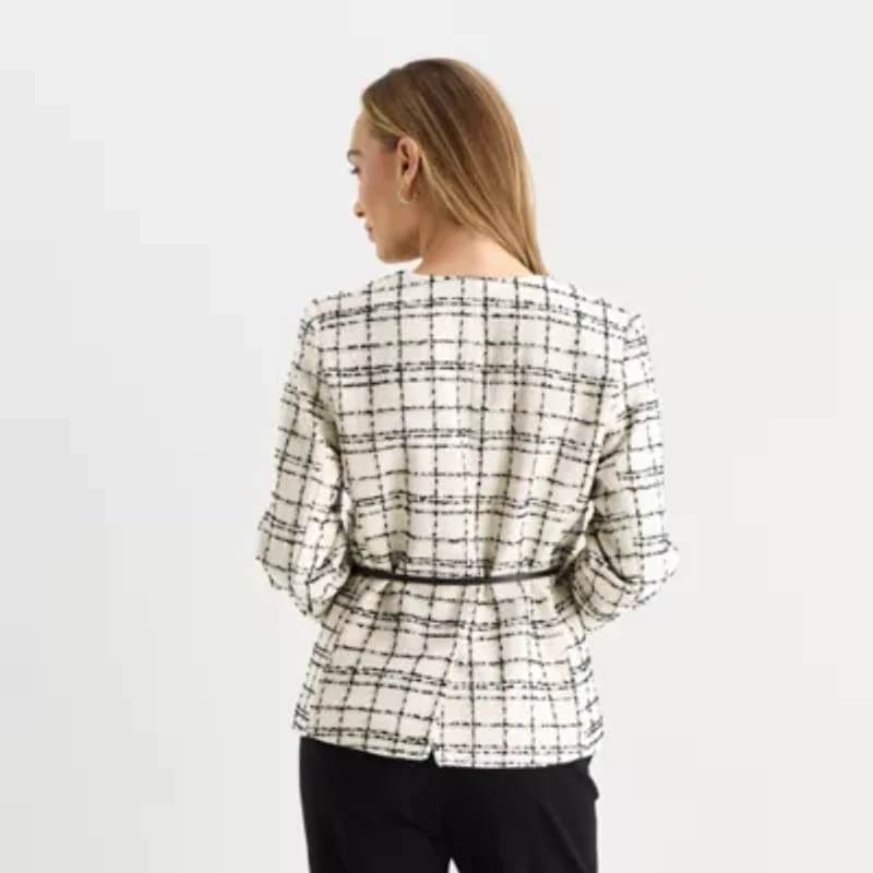 Liz Claiborne Womens Plaid Classic Fit Blazer