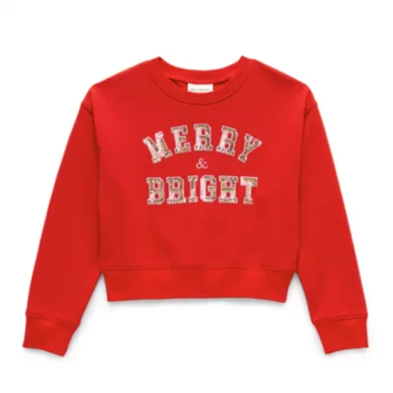 Jingle Ball Girls Round Neck Long Sleeve Sweatshirt