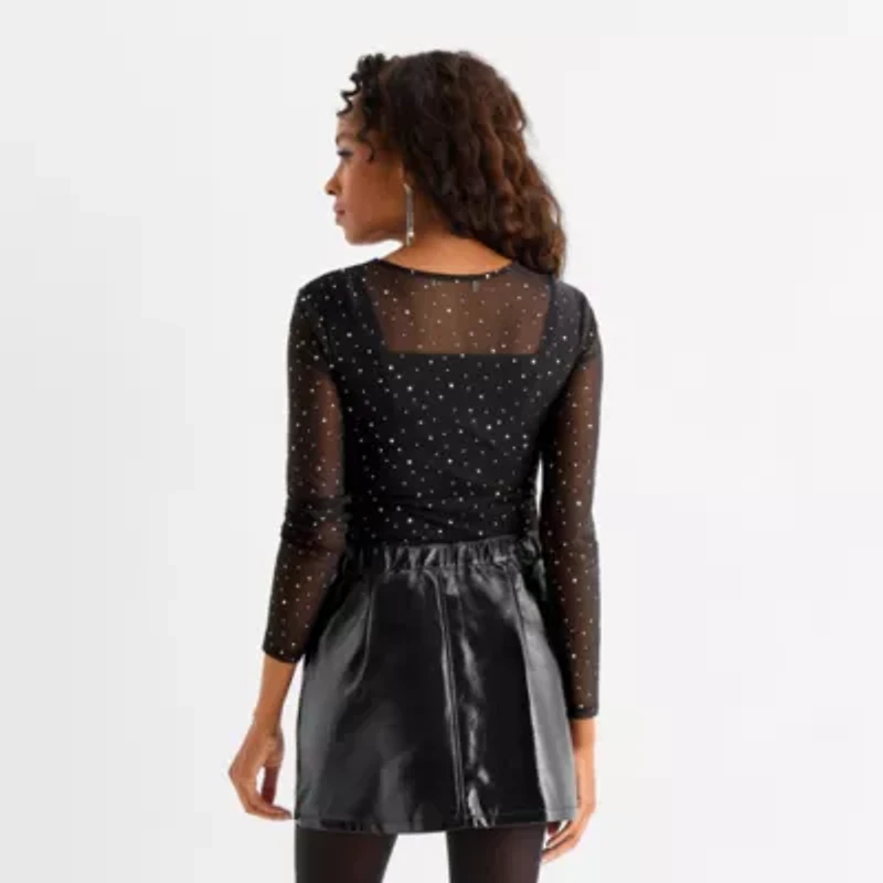 Jingle Ball Womens Round Neck Long Sleeve Bodysuit