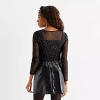 Jingle Ball Womens Round Neck Long Sleeve Bodysuit