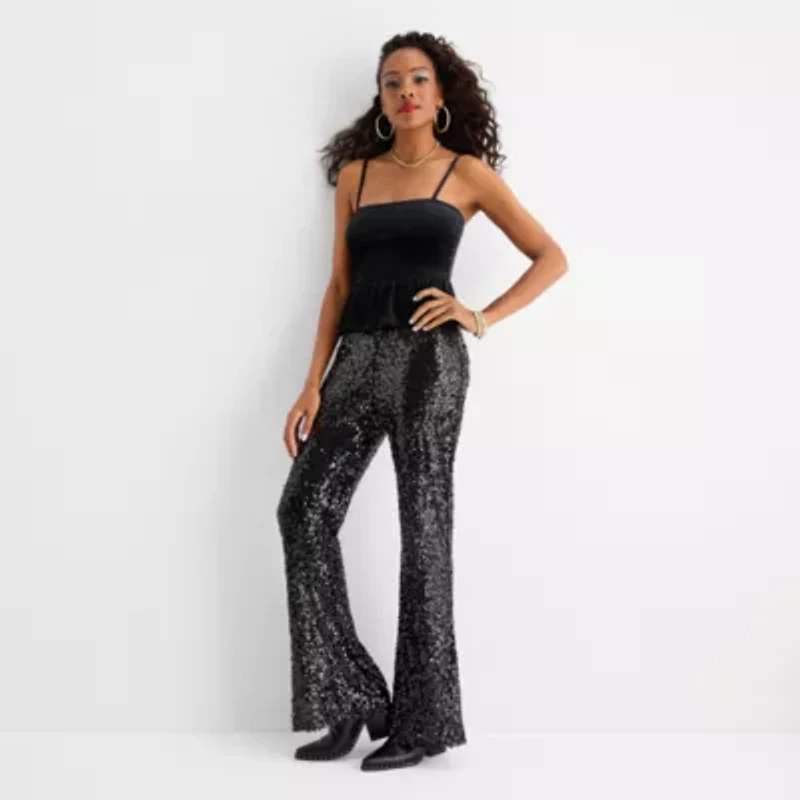 Jingle Ball Womens Sleeveless Peplum Top