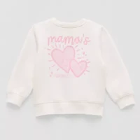 Okie Dokie Baby Girls Round Neck Fleece Long Sleeve Sweatshirt