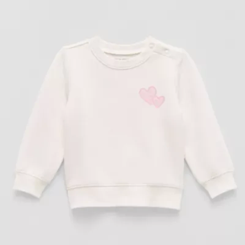 Okie Dokie Baby Girls Round Neck Fleece Long Sleeve Sweatshirt