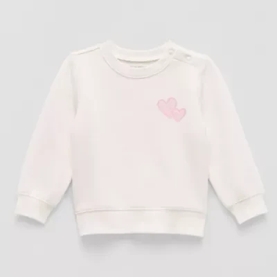 Okie Dokie Baby Girls Round Neck Fleece Long Sleeve Sweatshirt