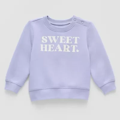 Okie Dokie Baby Girls Round Neck Fleece Long Sleeve Sweatshirt