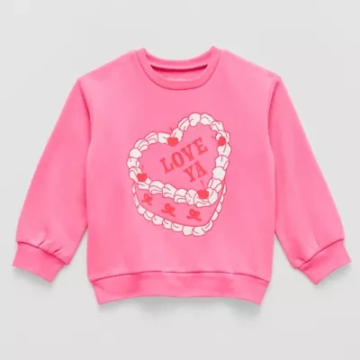 Okie Dokie Toddler & Little Girls Crew Neck Fleece Long Sleeve Sweatshirt