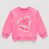 Okie Dokie Toddler & Little Girls Crew Neck Fleece Long Sleeve Sweatshirt
