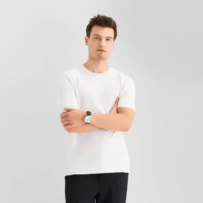 J. Ferrar Solid Mens Crew Neck Short Sleeve Pullover Sweater