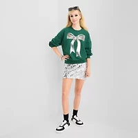 Jingle Ball Womens Juniors Round Neck Long Sleeve Sweatshirt